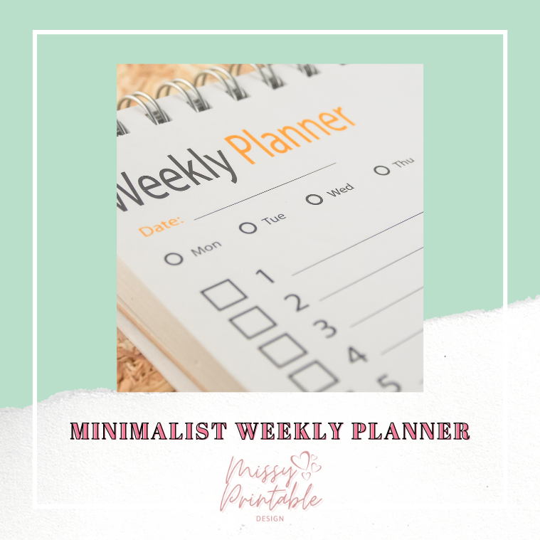 Minimalist Weekly Planner FREE Printable MissyPrintableDesign