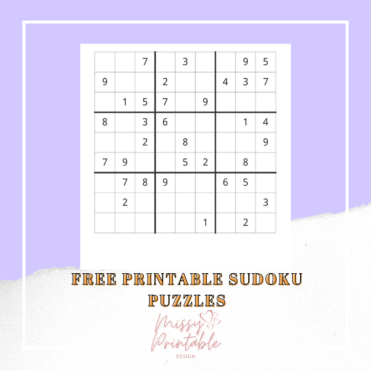 Free Printable Sudoku Puzzles - MissyPrintableDesign