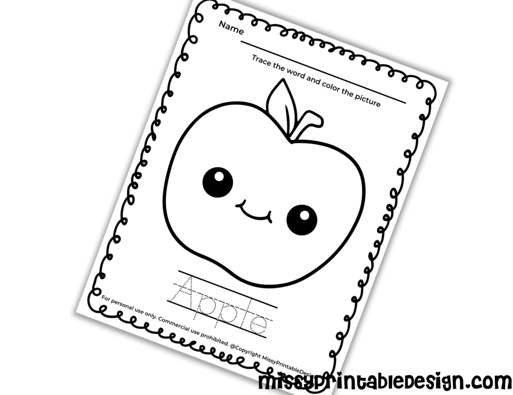 apple tracing worksheet