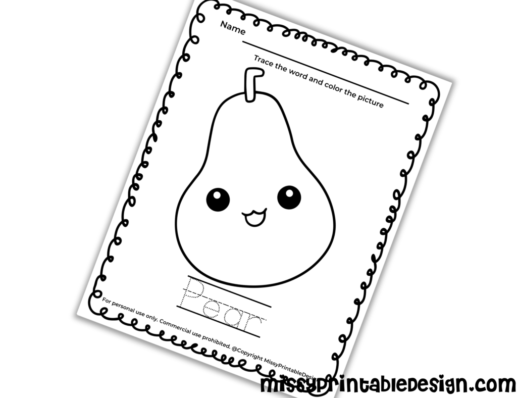 pear tracing worksheet