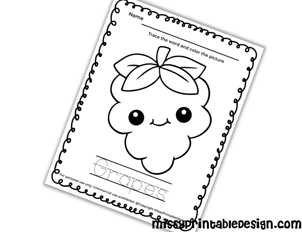 grape tracing worksheet