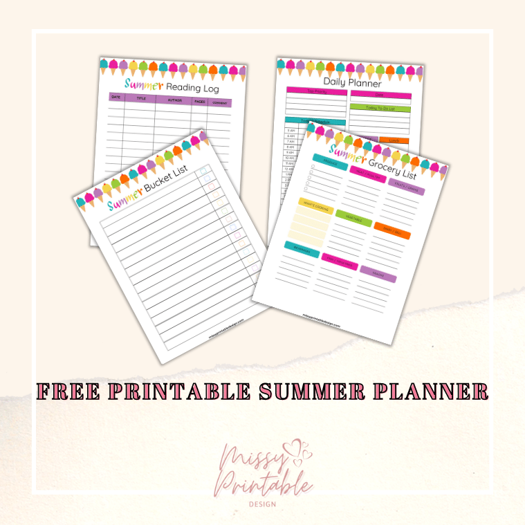 Free Printable Summer Planner - MissyPrintableDesign