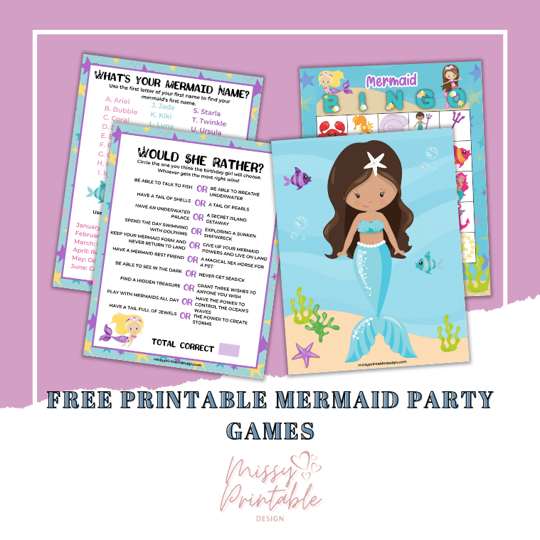 Free Printable Mermaid Party Games - MissyPrintableDesign