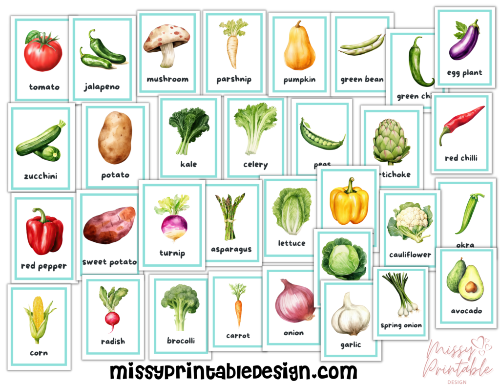 Free Printable Vegetable Flashcards