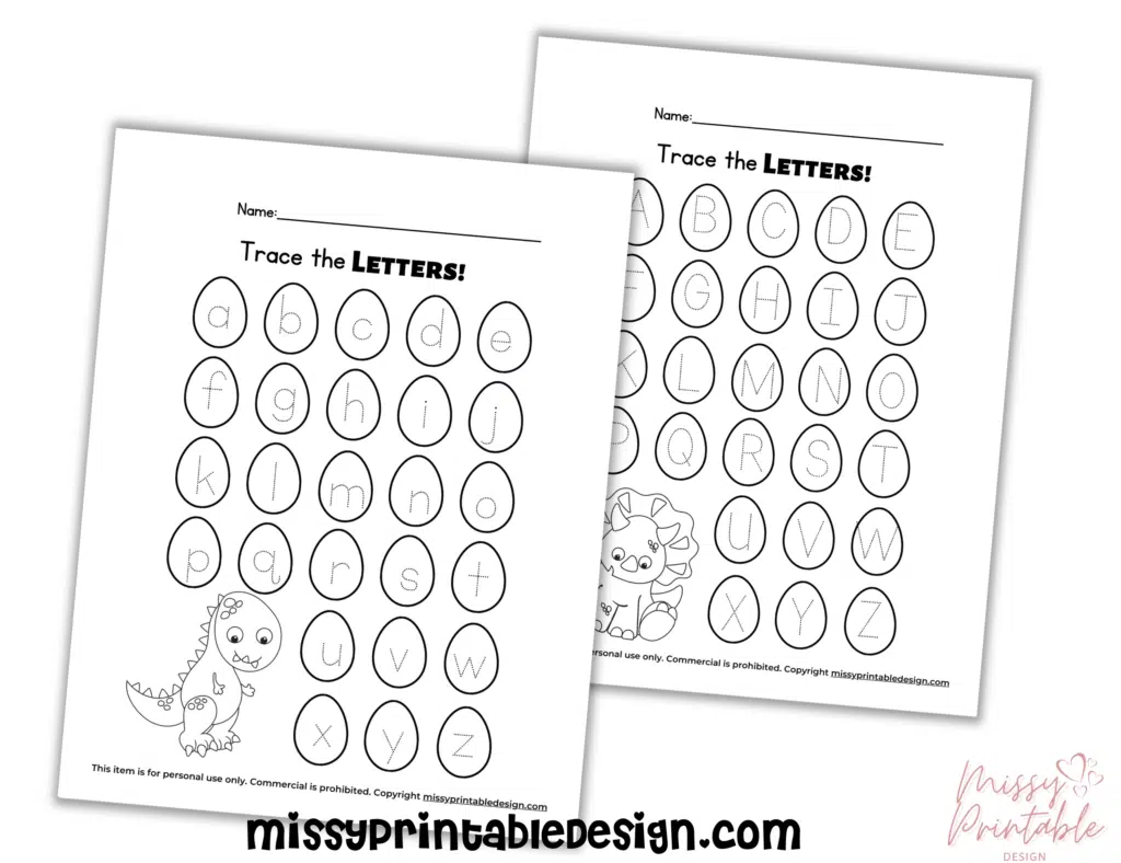 dinosaur letter tracing