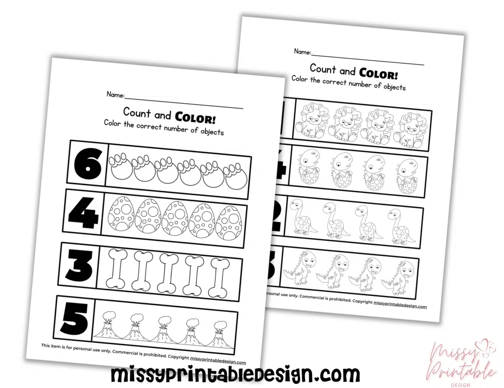 dinosaur count and color