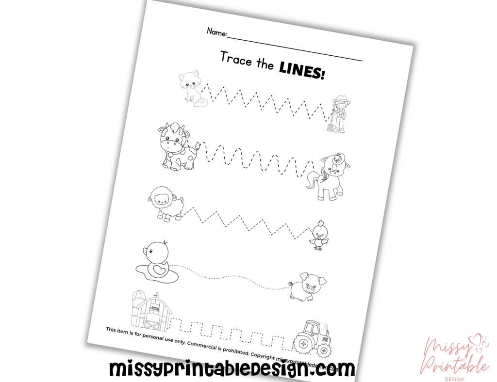 farm animal line tracing