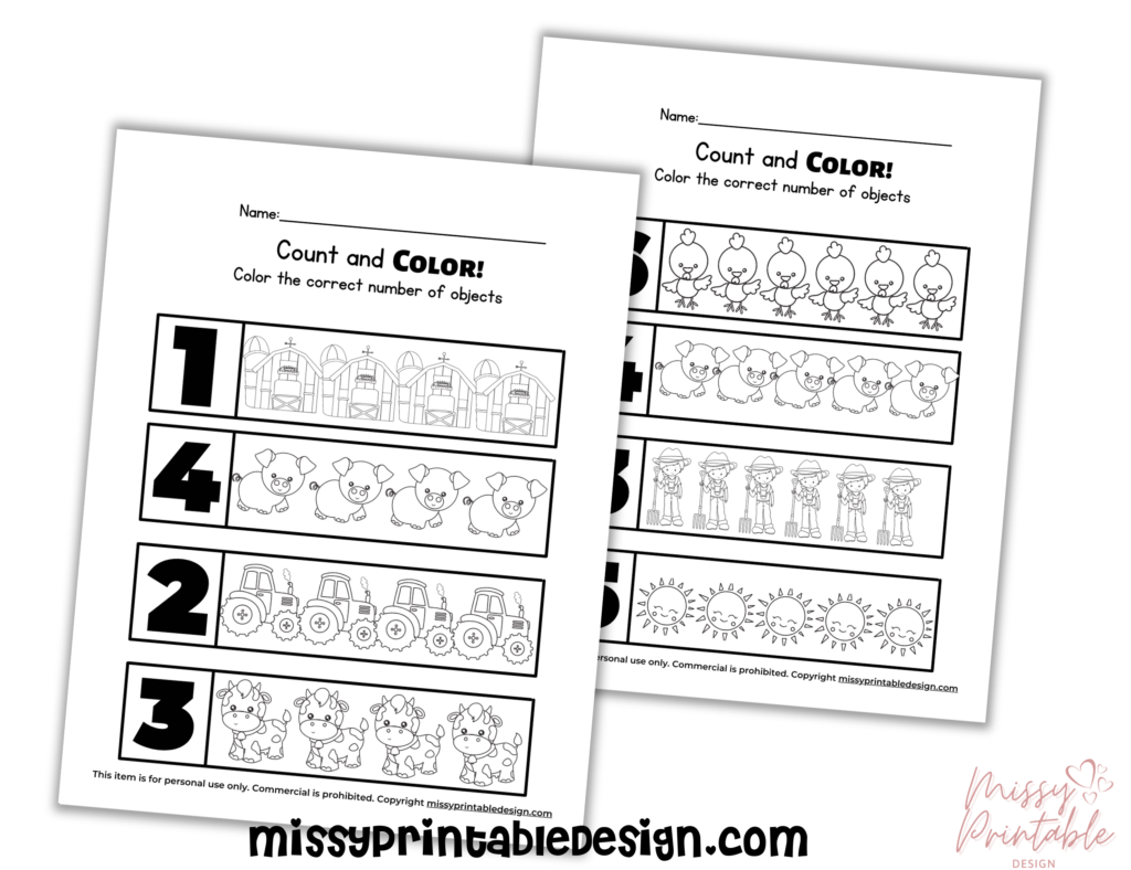 farm animal count and color