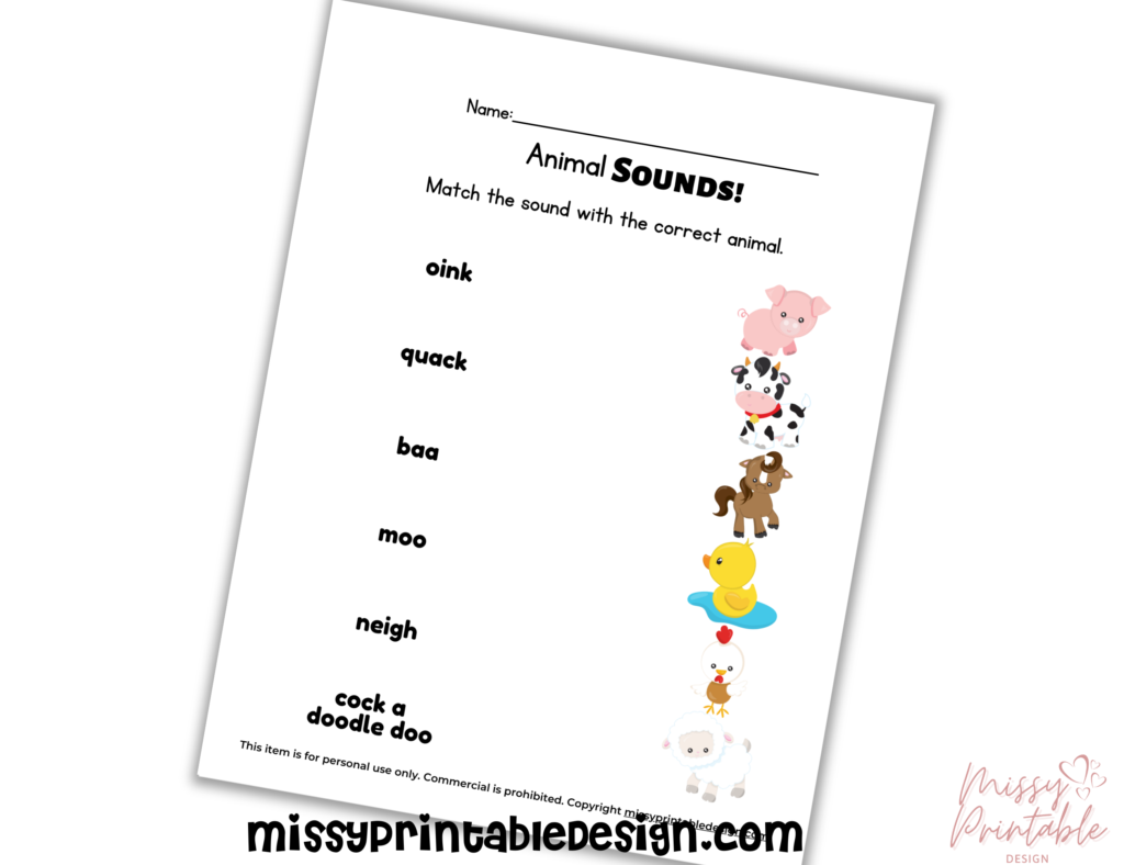 farm animal sounds worksheets
