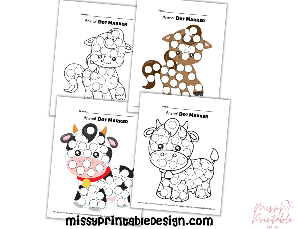 farm animal dot marker