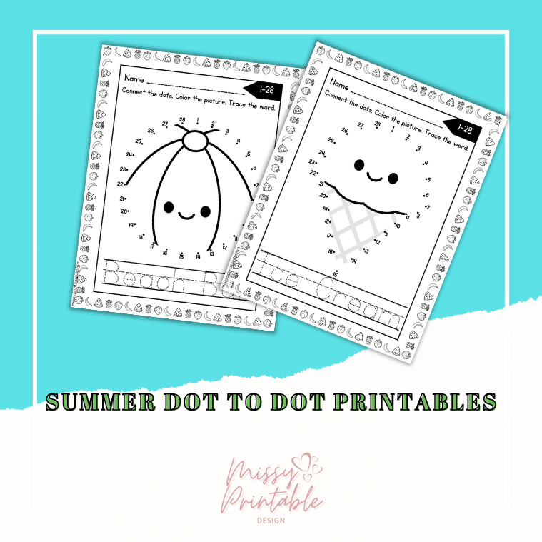 Summer Dot to Dot Printables - Missy Printable Design - Fun Printable ...