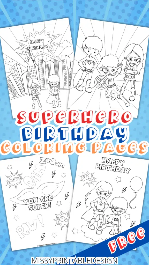 superhero birthday coloring pages