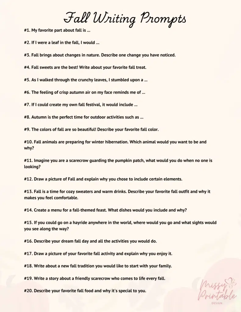 Fall Writing Prompts