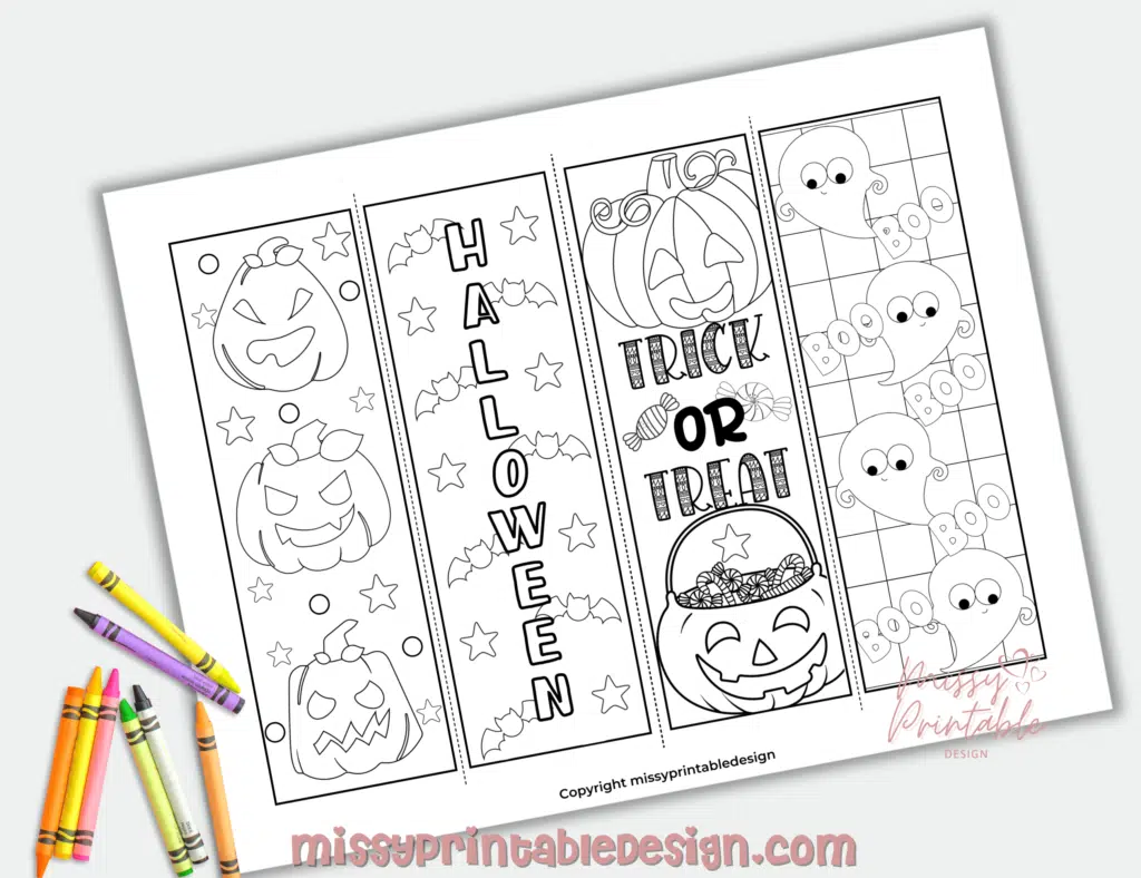 Halloween Bookmarks to Color