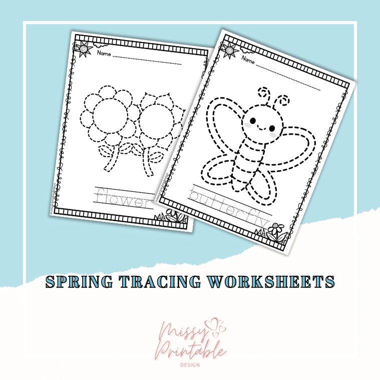 April Tracing Pages Spring Free Printable Spring Tracing Worksheets - Missy Printable Design - Fun ...