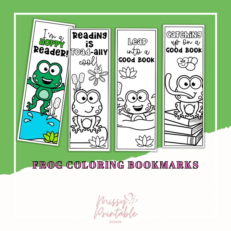 Free Printable Frog Bookmarks to Color for Kids - Missy Printable ...