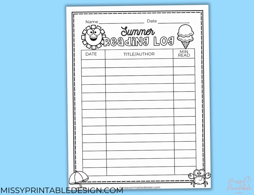 Summer Reading Log Printable